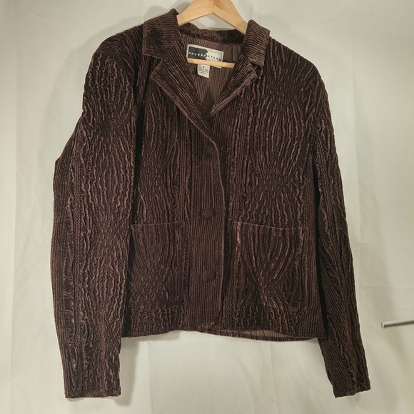 Rhonda Stark Brown Button Front Blazer Jacket M - Picture 1 of 5
